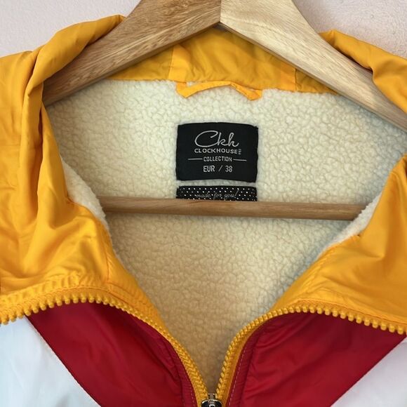 Ckh Clockhouse Zip-up Jacket Yellow Red Colorblock Retro 38 Medium Kidcore New - Picture 2 of 11